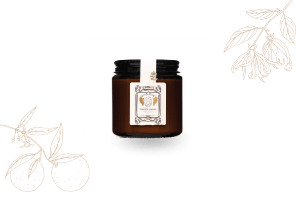 PATCHOULİ-YLANG YLANG-PORTAKAL-LİMON UÇUCU YAĞLI AMBER CAM SOYALI MUM